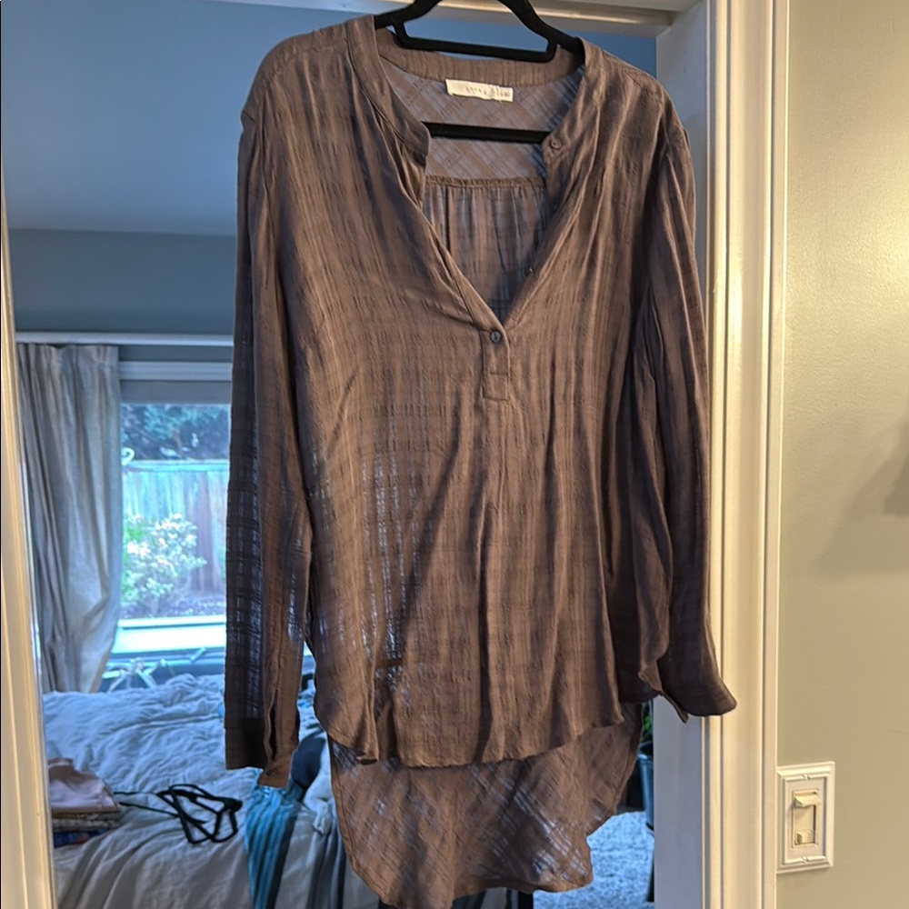 Women's Sheer Long Sleeve Top - brown